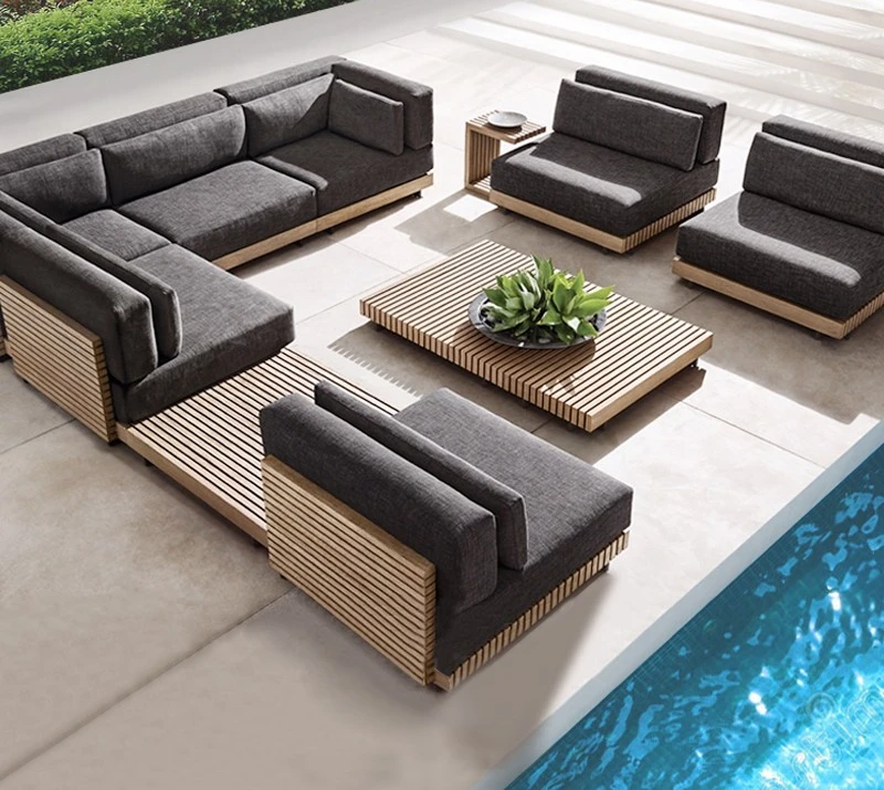 Outdoor sofa waterproof sunscreen antiseptic teak