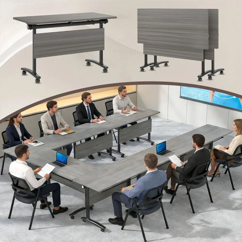 

47.2 Modern Mobile Conference Tables with Casters, Nesting Seminar Tables for Office, Classroom, and Training Rooms