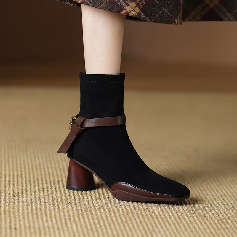 

2024 Autumn/winter Women Boots High Heels Platform Boots Square Toe Short Boots Women Shoes Office Lady Modern Boots