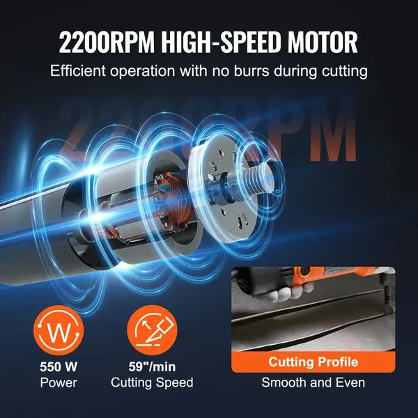 VEVOR Sheet Metal Nibbler, 550W Powerful 2200 RPM High Speed, 360 Degree Rotation Electric Nibbler Metal Cutter, Straight Curve