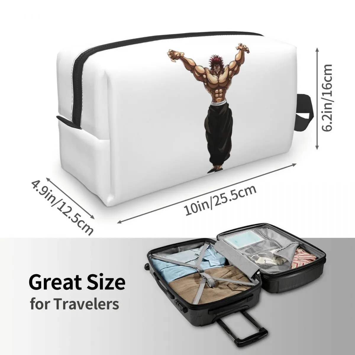 Yujiro Baki Hanma Grappler Fight Makeup Bag Cosmetic Organizer Storage Dopp Kit Toiletry Cosmetic Bag for Women Beauty Travel