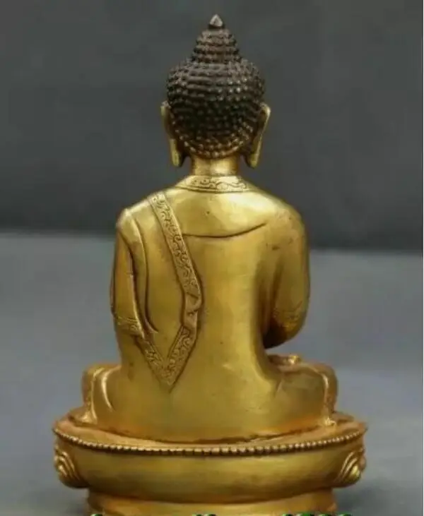 Antiques Tibet Buddhism Religion Bronze Gild Shakyamuni Amitabha Buddha Statue