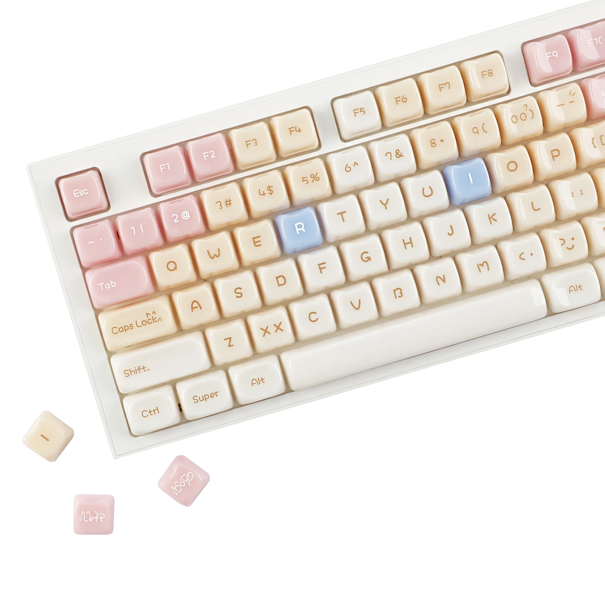 YMDK 149 Keys Cute Pink Ragdoll Siamese Cat Top Print MAO Profile High Quality PC Material Keycaps for MX Mechanical Keyboard