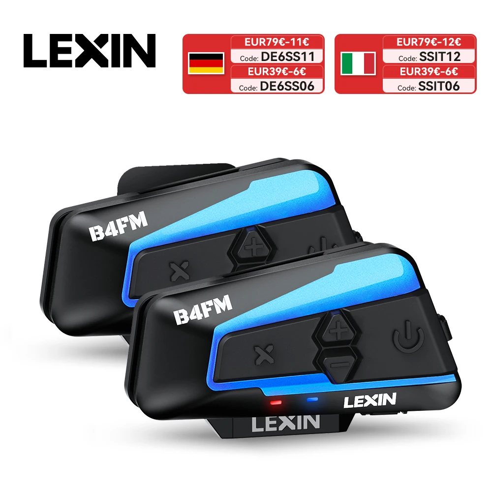Lexin B4FM-X Intercom Moto Bluetooth, appareil de Communication sans fil BT 5.0, Intercom pour casque, partage de musique