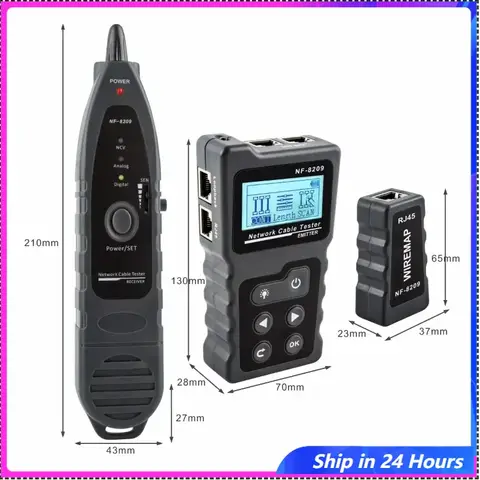 NF-8209-RECEIVER/호스트 인터넷 케이블 테스터, LCD 디스플레이 측정 길이 케이블, RJ45 케이블 트래커, UTP 테스터 네트워크 도구