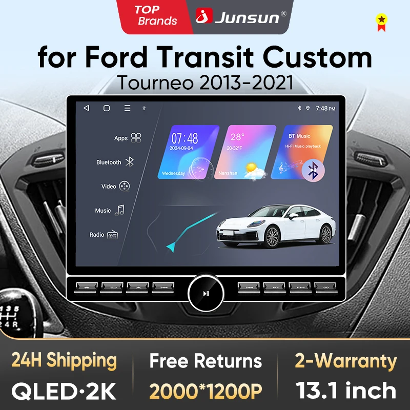 Junsun 13,1″ QLED Wireless CarPlay Android Auto Autoradio für Ford Transit Custom Tourneo 2013-2021 Intelligente Systeme DSP SWC