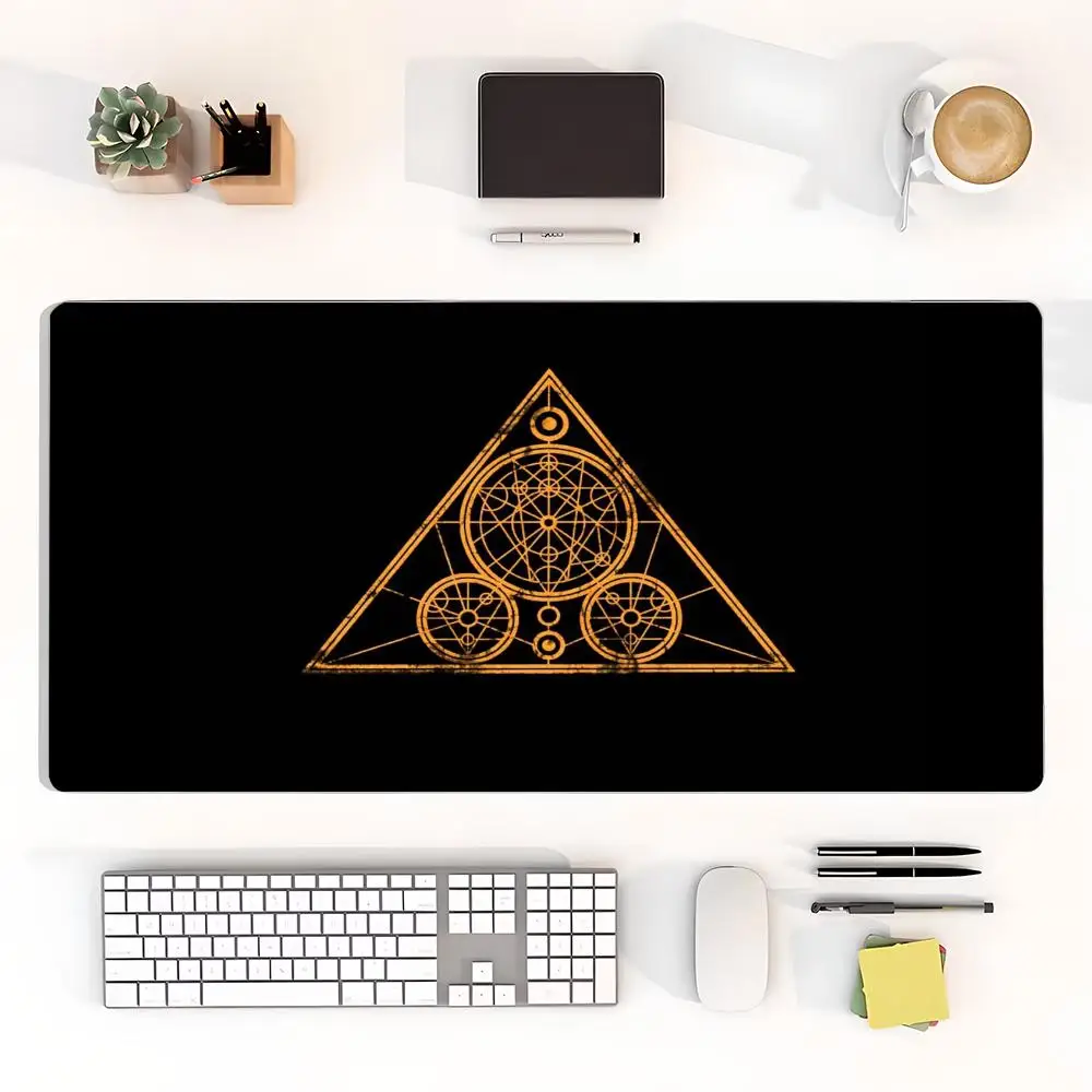 Mouse Pads Silver Gray Circular Magic Circle Simple Mysterious Rune Totem Playmat Games Laptop Bedroom Learning Game Card Pad