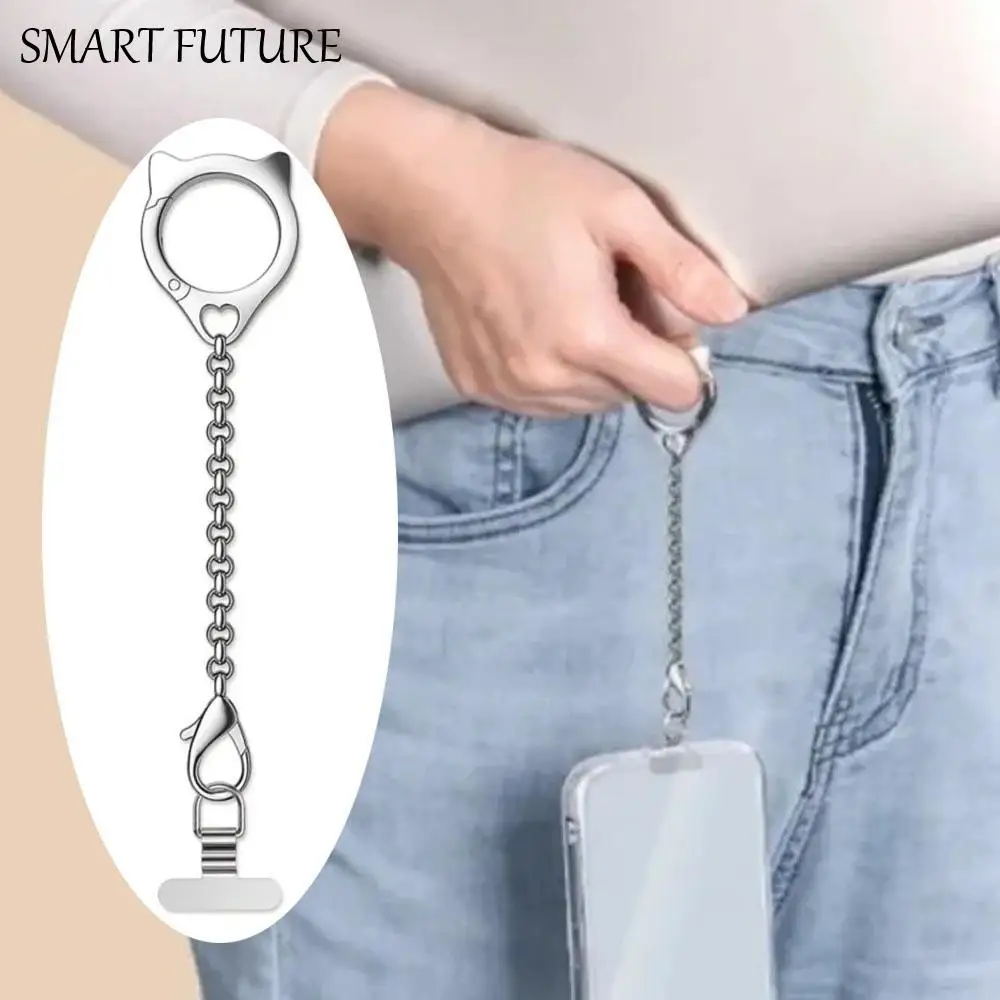 

Cat Head Mobile Phone Hanging Rope Metal Chain Ring Buckle Cell Phone Strap Anti Loss Handheld Mobile Phone Lanyard