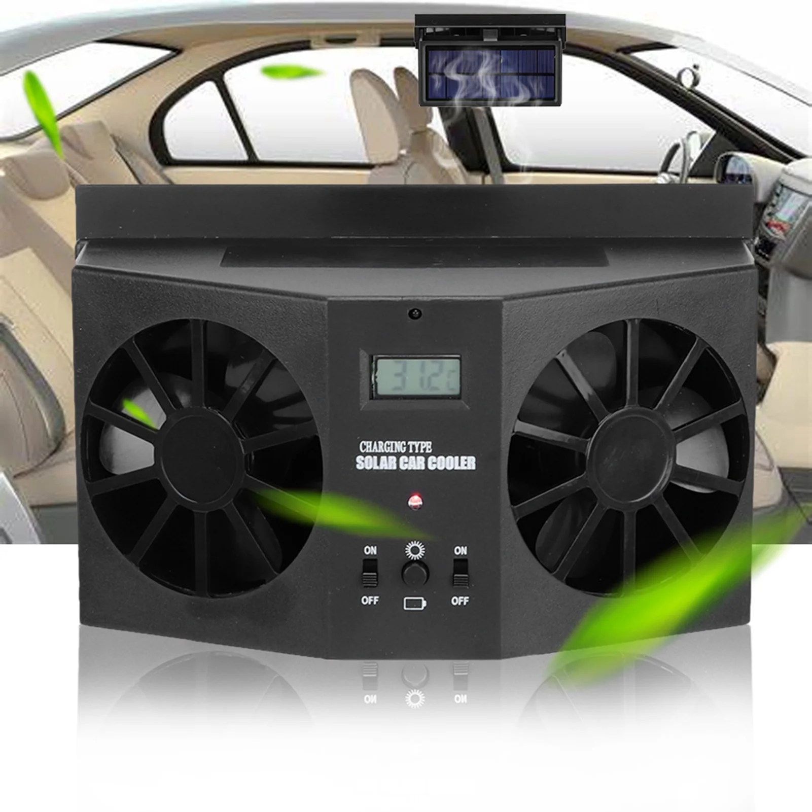 

Портативный мини-автомобильный солнечный вентилятор, автомобильный вентилятор, охлаждающий вентилятор, черный