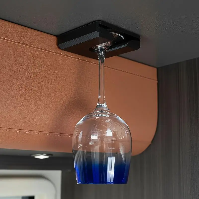 RV Hanging Wine Glass Rack 1Pc Punch-Free Stemware Suspension Holder No Drilling for Car Camper Van Travel