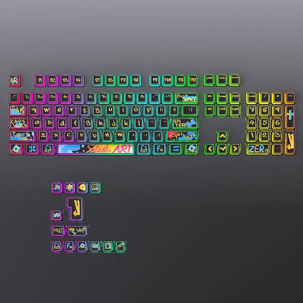 

118 Keys Street Graffiti Black Clear Keycaps Cherry UV Pad Printed Keycaps for Mx Switch Mechanical Keyboards Gaming Keyboards