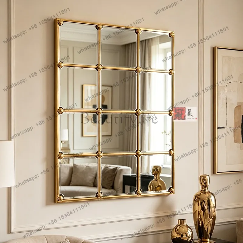 PG French old atmosphere makeup mirror porch wall hanging American retro square decorative mirror