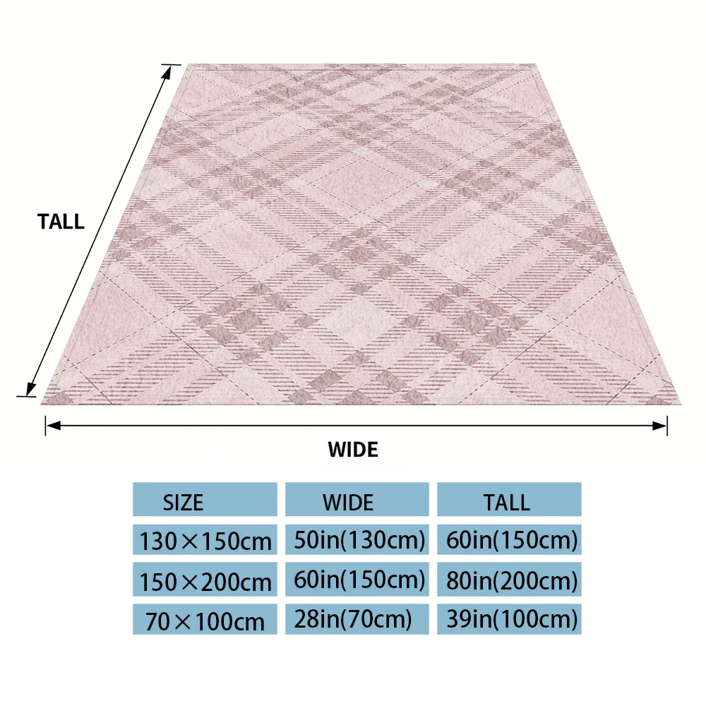 Pale Pink Thin Tartan Winter And Summer French Plush Blanket Soft And Fluffy Comfortable Wool Blanket Sofa Ideal Gift