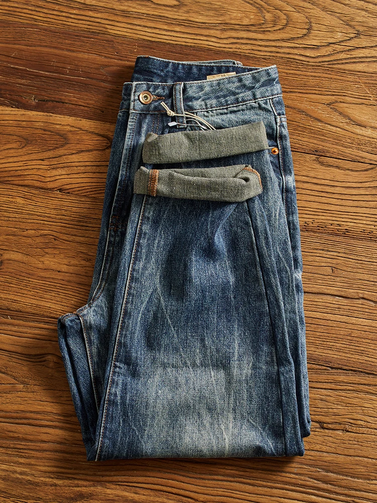 

Американские повседневные тяжелые мужские прямые брюки с завышенной талией в стиле ретро, свободные джинсы с широкими штанинами, модные модные джинсы Faion Ci Youth