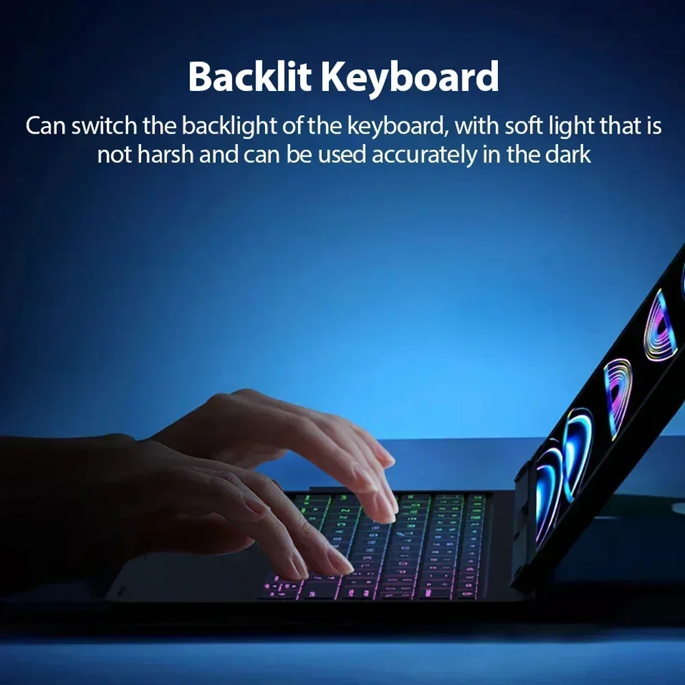 360° Rotatable Backlit Trackpad Magic Keyboard Case For iPad 11th 10th 9th 8th Generation Pro 11 Air11 2025 M2 M3 Air 4 5 Cover