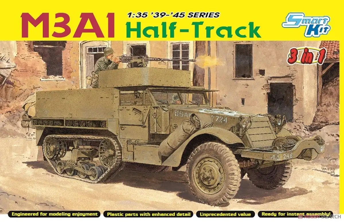 DRAGON 1/35 6332 M3A1 Half-Track (3 in 1) w/Figure/Equipment Model Kit