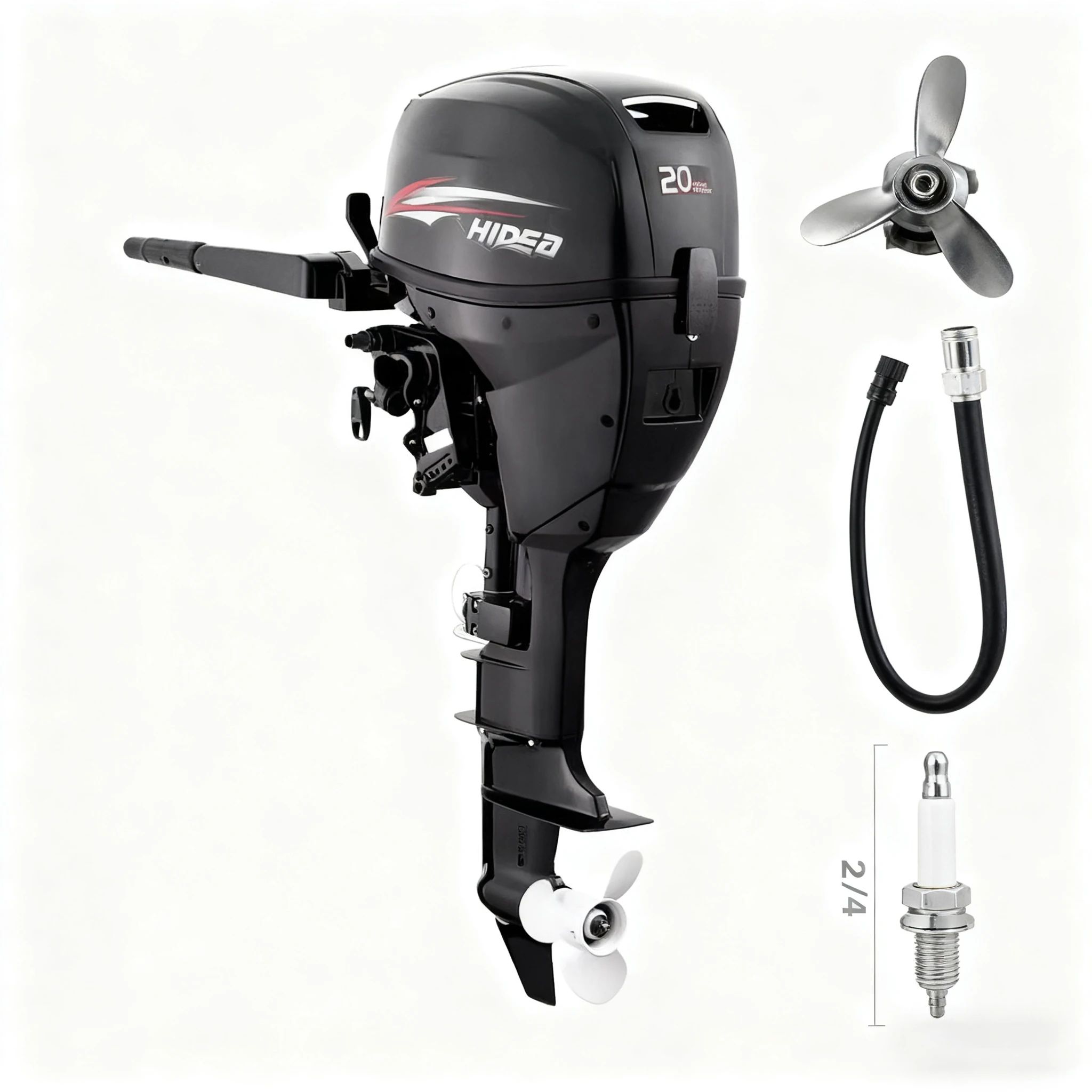 New Competitive Price Hidea CE Approved 4 Stroke 20hp  Outboard Engine F20 Black Manual/Electric Motor Steel 2 Cylinders
