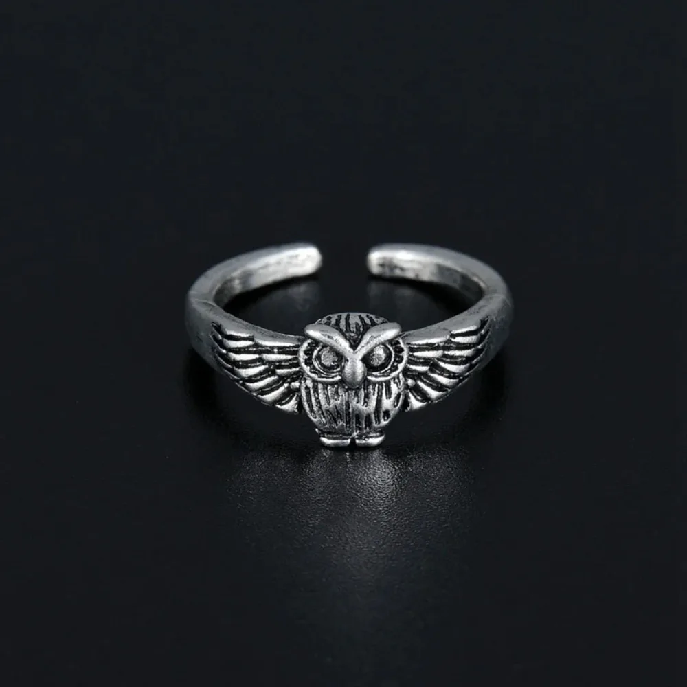 New Simple Retro Classic Owl Ring Skull Men and Women Open Adjustable Size Ring Fashion Street Niche Birthday Party TrendJewelry