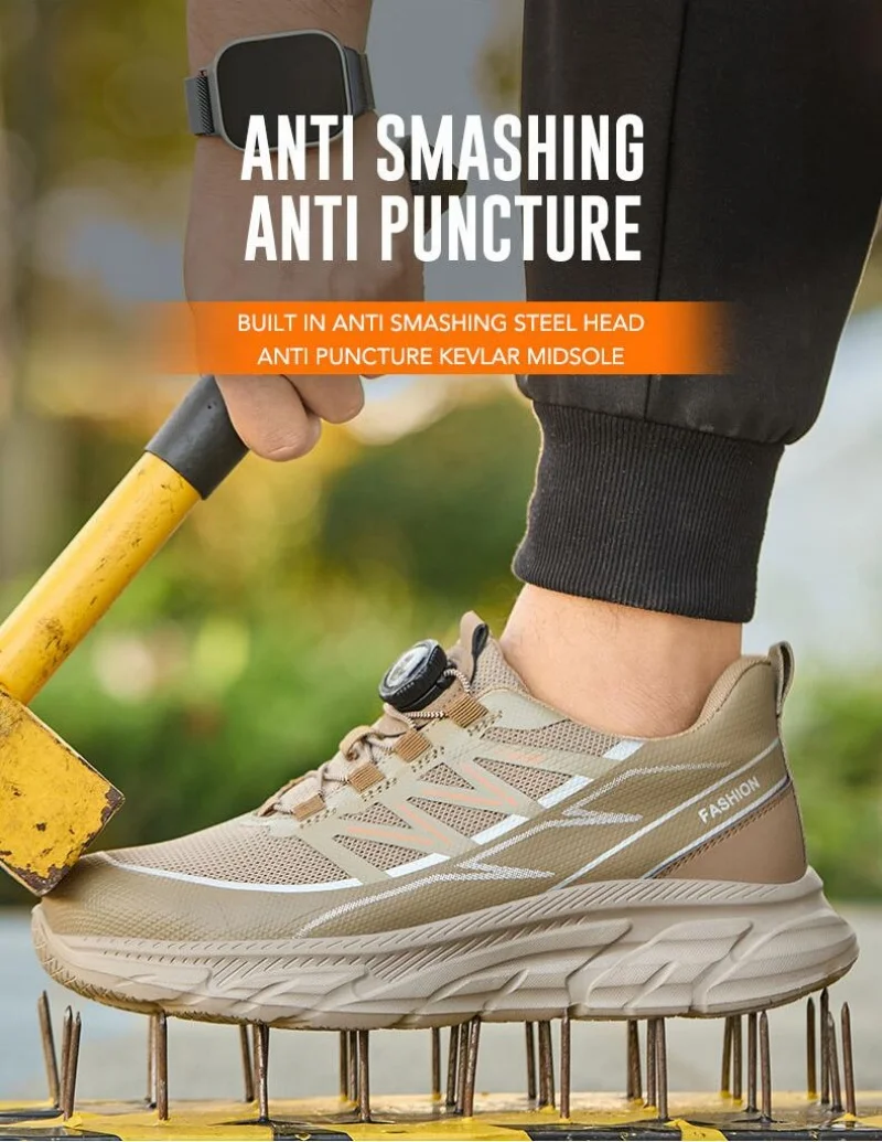 Anti Puncture Safety Shoes Steel Toe Anti Smash Lightweight Durable Slip Resistant Work Boots for Men Women Construction Industr