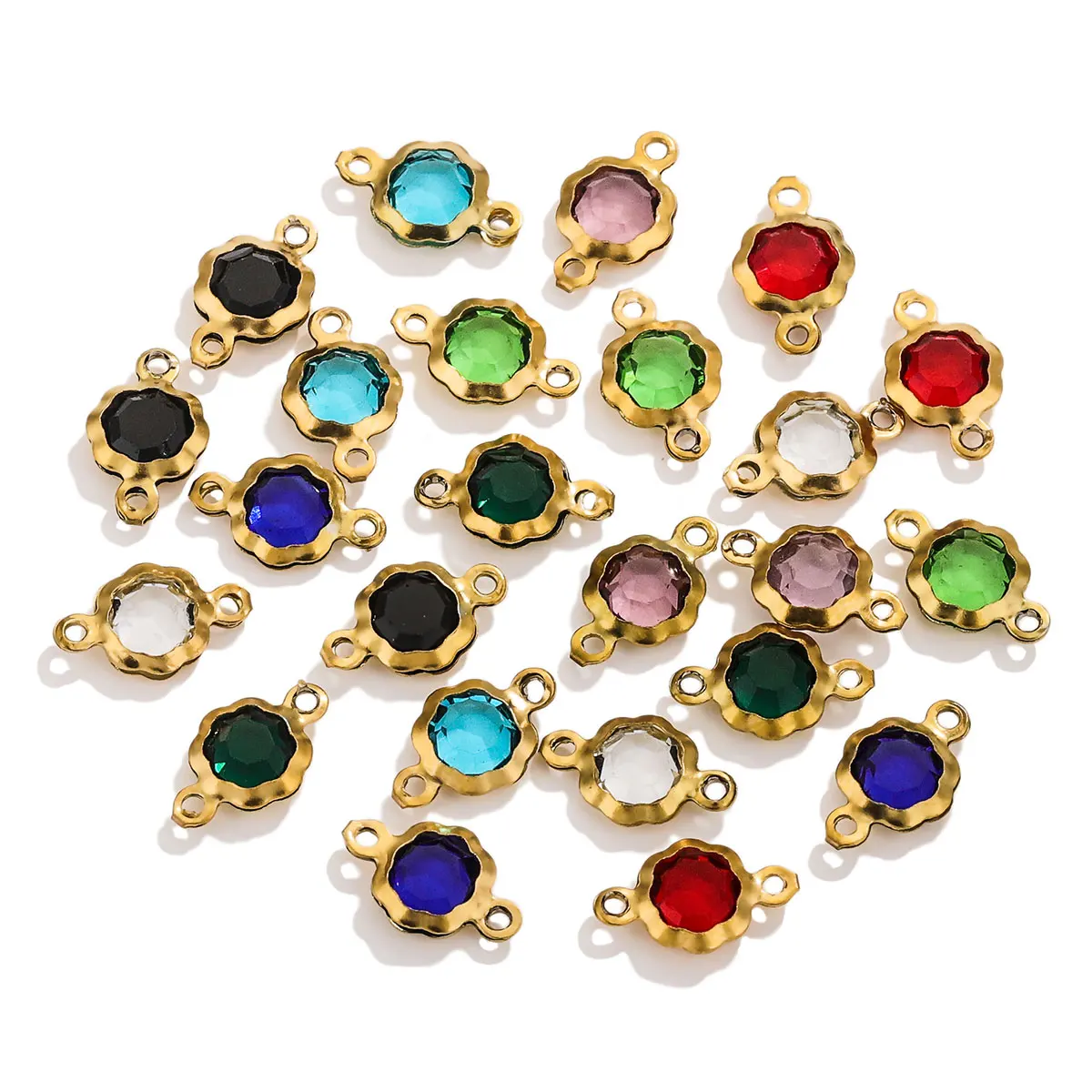 20 sztuk ze stali nierdzewnej motyl szklane wisiorki kolorowe kryształowe zawieszki bransoletka naszyjnik DIY bransoletka tworzenia biżuterii Charms