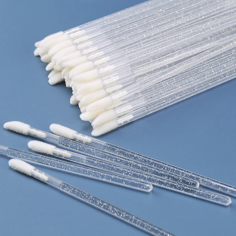 50Pcs Crystal Eyelashes Brushes Individual Lash Removing Cleaning Mascara Applicator Lip Brushes Makeup Eyelash Extension Tools