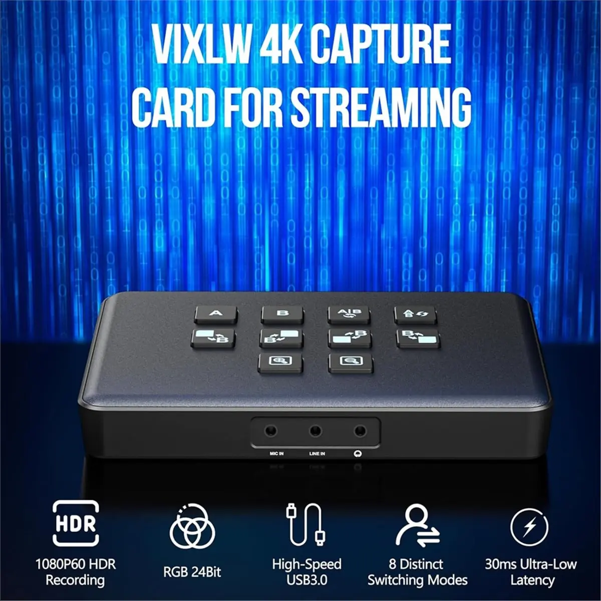 L73A NEW Video Switcher, Dual 4K -Compatible Input Capture Card, USB 3.0 Audio Video Capture Card -Compatible Switcher