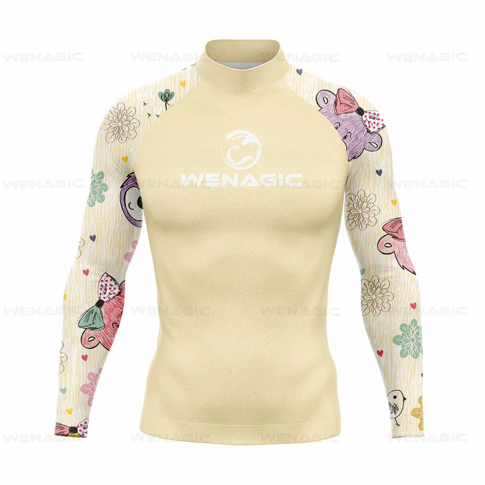 

2024 Men Long Sleeve Surf Swimsuit Swimming T-shirt Beach UV Protection Swimwear Rash Guard Surfing Diving Swimsuit Tights Shirt