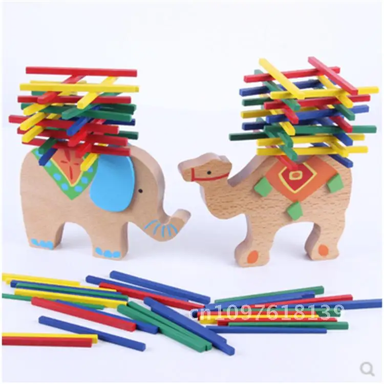 مكعبات بناء شعاع التوازن الخشبي للأطفال، لعبة عصا ملونة، ألغاز التعليم المبكر، ألعاب خشبية