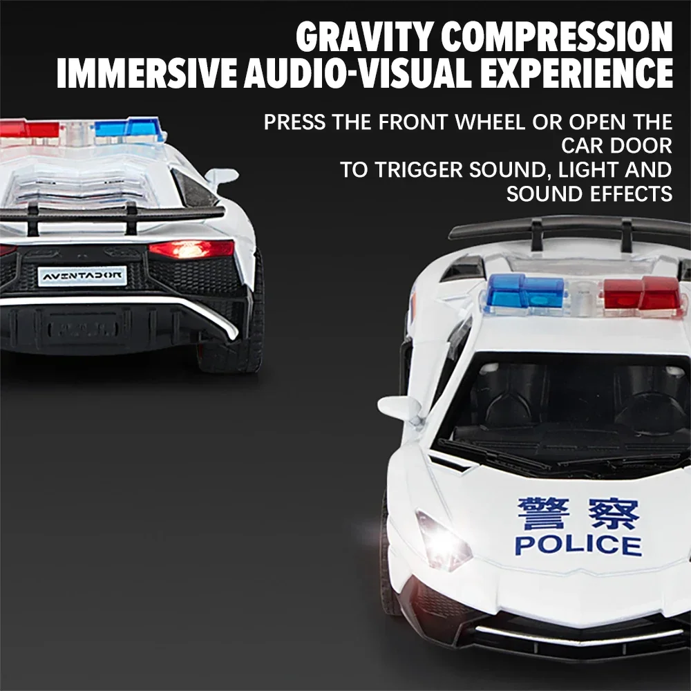 1/32 스케일 LP750 경찰 금속 다이캐스트 합금 장난감 자동차 모델 남자아이 어린이용 선물 장난감 자동차 취미 컬렉션 후진 기능