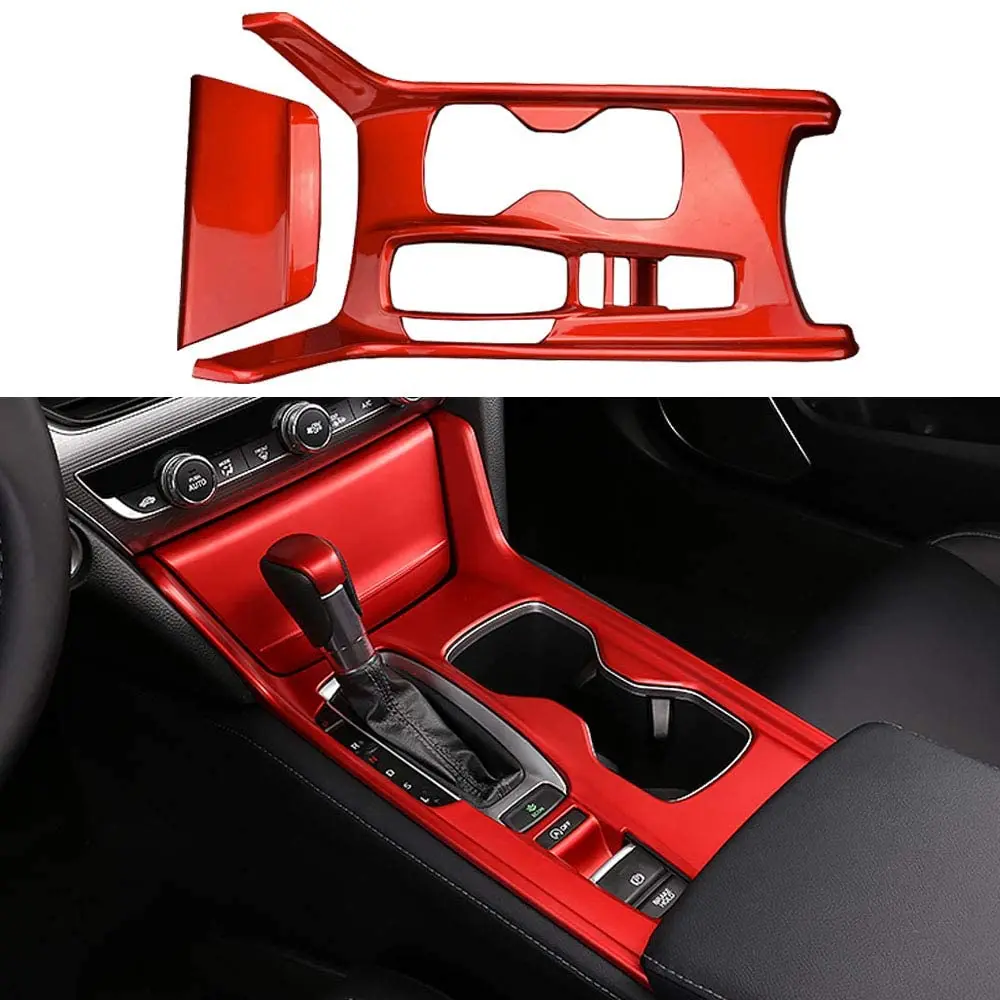 Couvercle de panneau de changement de vitesse de console intérieure de voiture en ABS, garniture rouge, accessoires pour Honda Accord 10th, 2018, 2019, 2020, 2021, 2 pièces