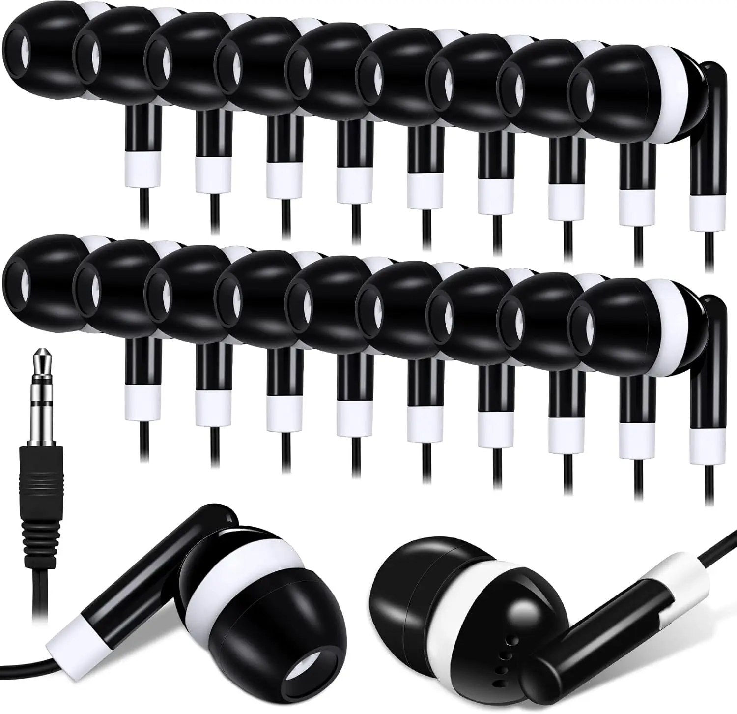 100 Pack Bulk Earbuds for Classroom, Student  Headphones in Ear for  Schools Libraries Laptop, .3.5MM Earbuds Dot Headphones, In