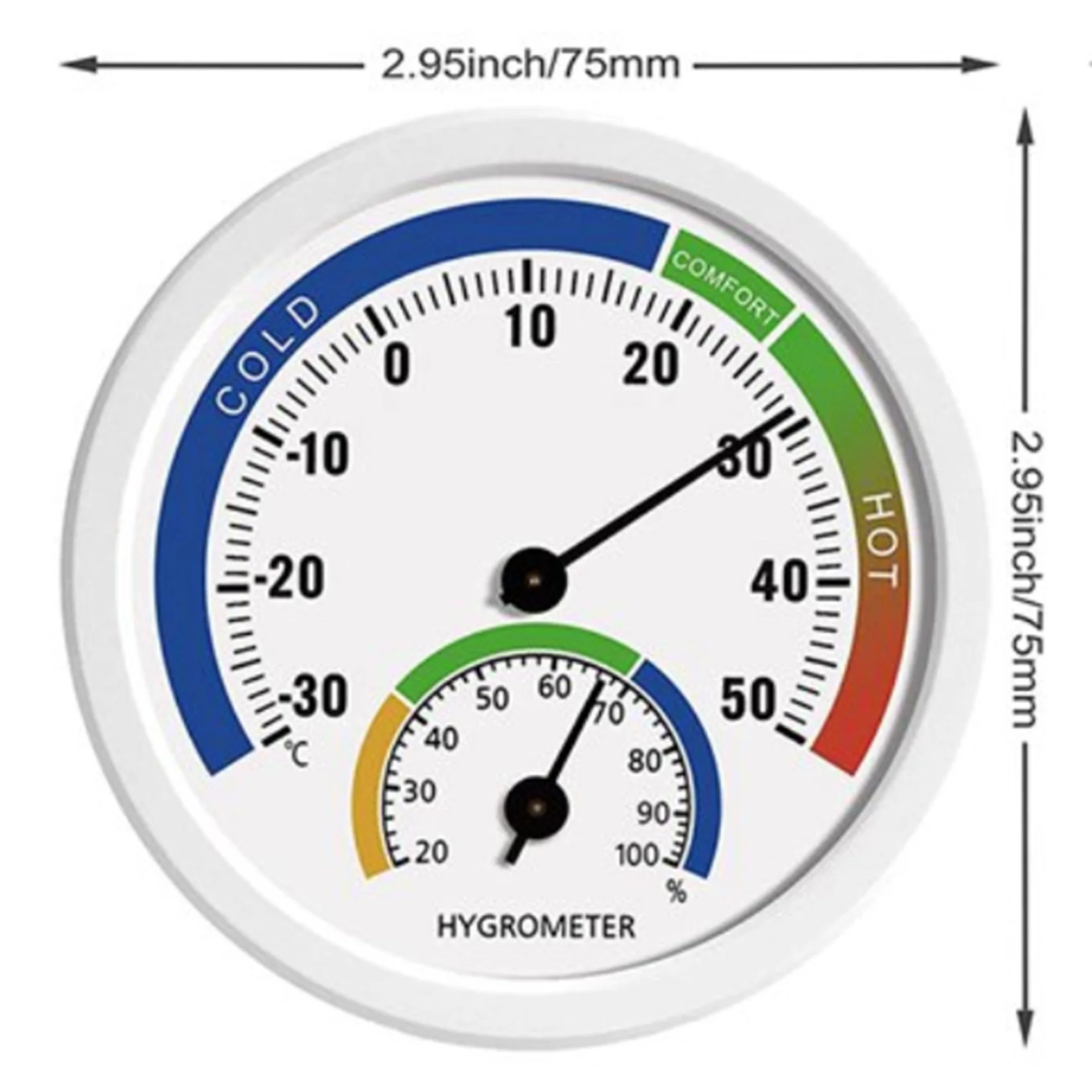 

ABYN-Hygrometer Thermometer Indoor Outdoor Moisture Thermometer 3Inch Humidity Gauge Meter Monitor With Table Stand