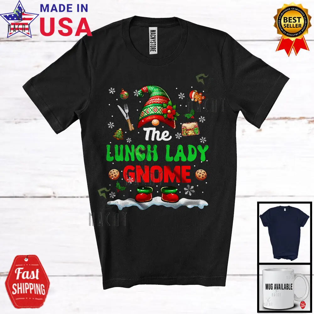 

The Lunch Lady Gnome; Proud Christmas Jobs Gnome Costume Pajamas; X-mas T-Shirt