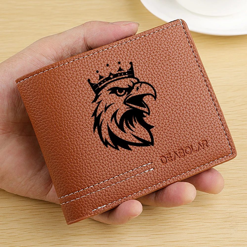 1Pc Men's Crown Eagle Print Credit Card Wallet - Multifunctional Large Capacity Coin Purse - Convenient for Carrying Id Cards, Driver's Licenses, Credit Cards, Suitable for Daily Use and as a Gift