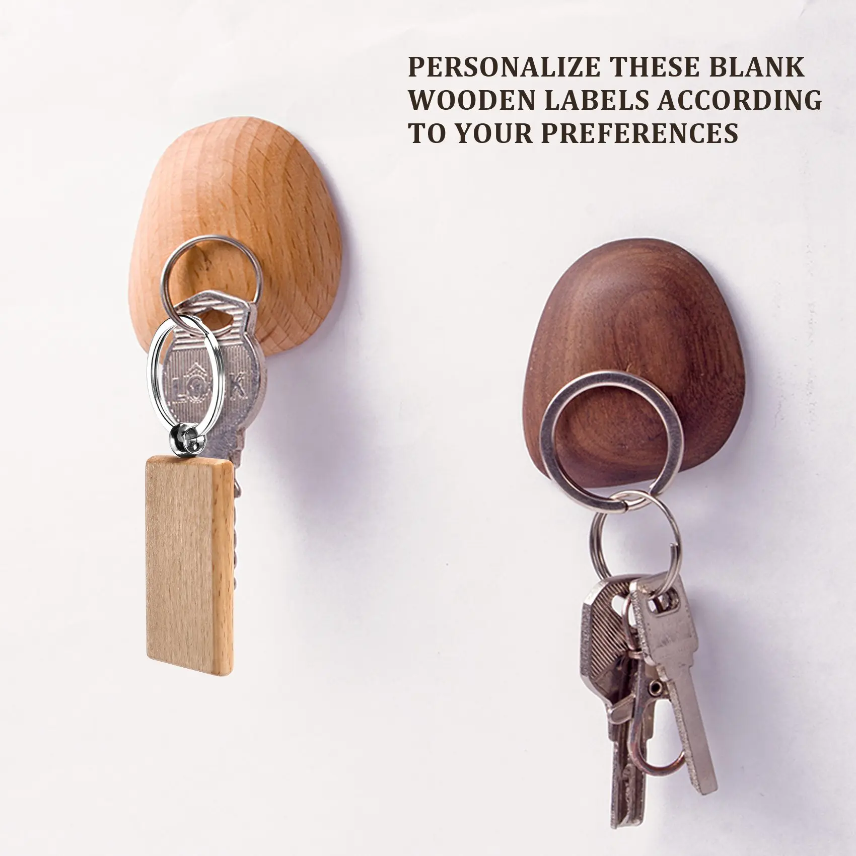 A11I 40Pcs Blank Rectangle Wooden Key Chain Diy Wood Keychains Key Tags Can Engrave Diy Gifts