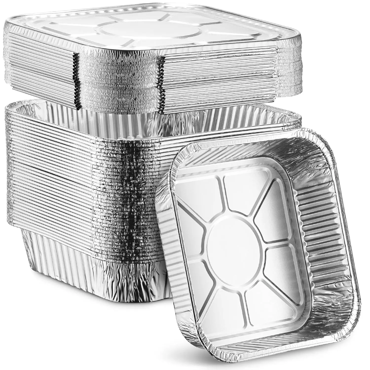 Disposable Aluminum Foil Square Baking Pans 8x8 with Lids for Broiling, Toaster Oven, Meal Prep, Roasting, Take Out, 20 Pack