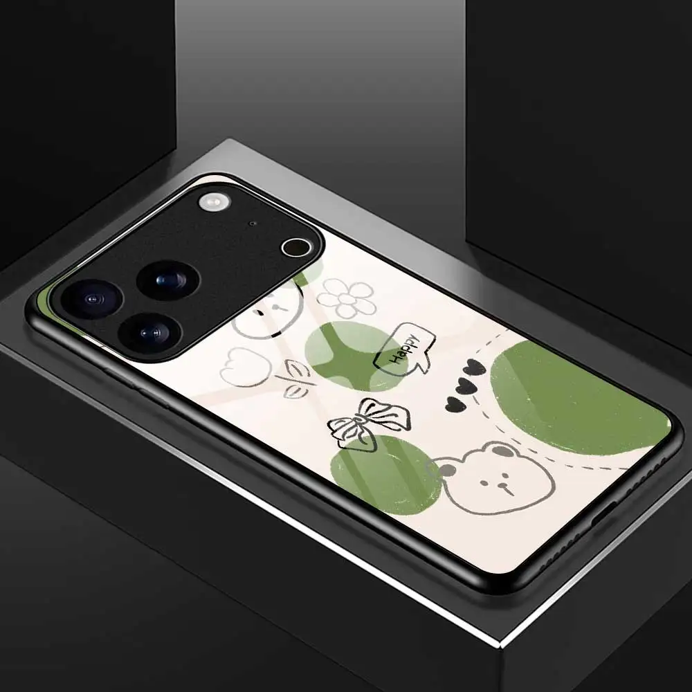 حافظة لهاتف آيفون 17 برو ماكس 17 اير 16 15 14 برو ماكس بلس 13 12 11 برو ماكس 16e XS ماكس XR X 7 8 غطاء زجاجي