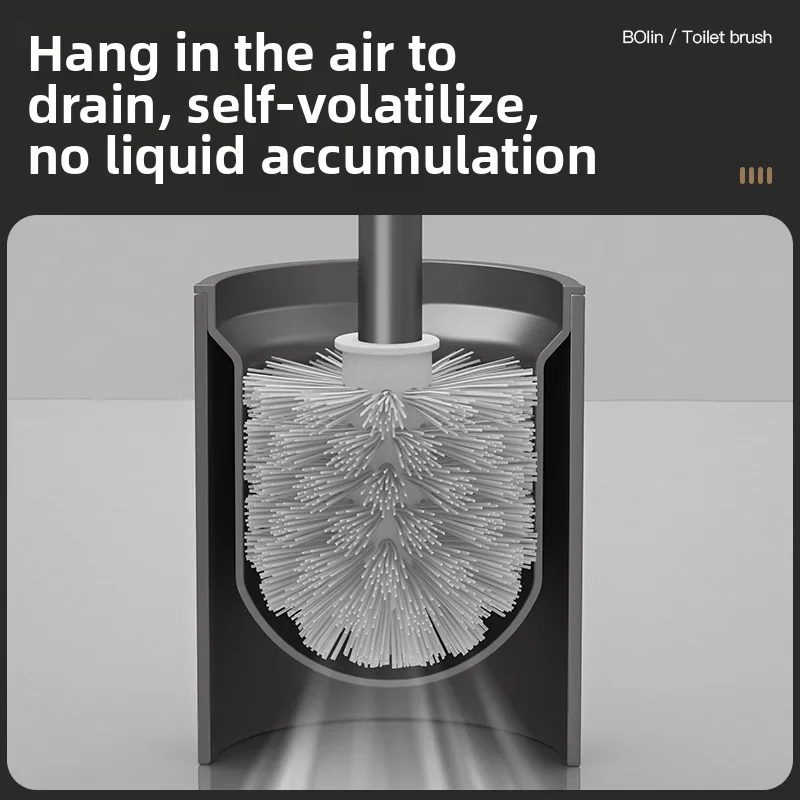 فرشاة المرحاض الألومنيوم الفضائية لا زاوية ميتة تنظيف الجدار الشنق فرشاة المرحاض خالية من الثقوب منظف المرحاض المنزل