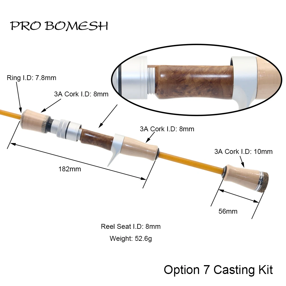 Pro Bomesh Holz Spinning Casting Reel Sitz Split 3A Kork Griff Kit DIY Forelle Angelrute Gebäude Komponente Reparatur Zubehör – Detail 23