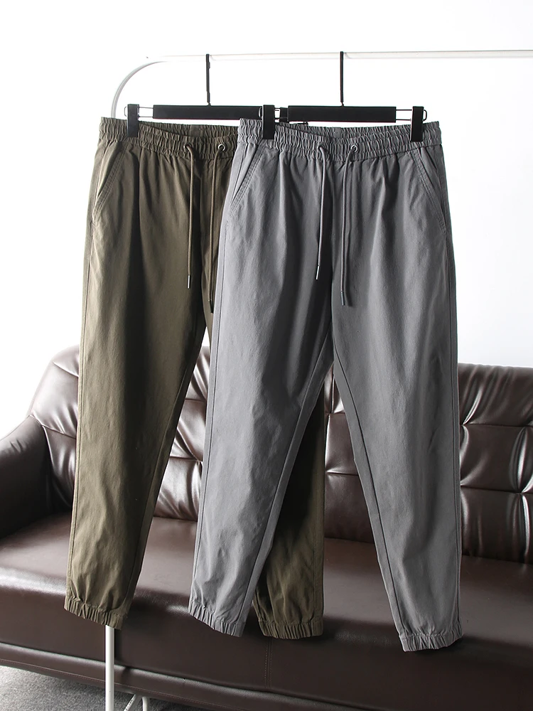 

Cany Single! 3D Tailoring! Men's Spring Summer Elastic Waist Versatile Spor Cuffed Casual Pants Trendy Straight Leg Long...