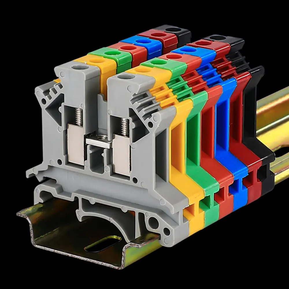 4PCS Terminal Connector UK-2.5/3/5 Wire Electrical Screw Cable Din Rail Terminal Blocks Strip Power Distribution Block Eletrico