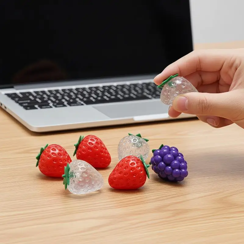 Strawberry Shaped TPR Empty Squeeze Ball Shell Soft Durable Texture For Stress Relief DIY Crafts And Handmade Gift Making