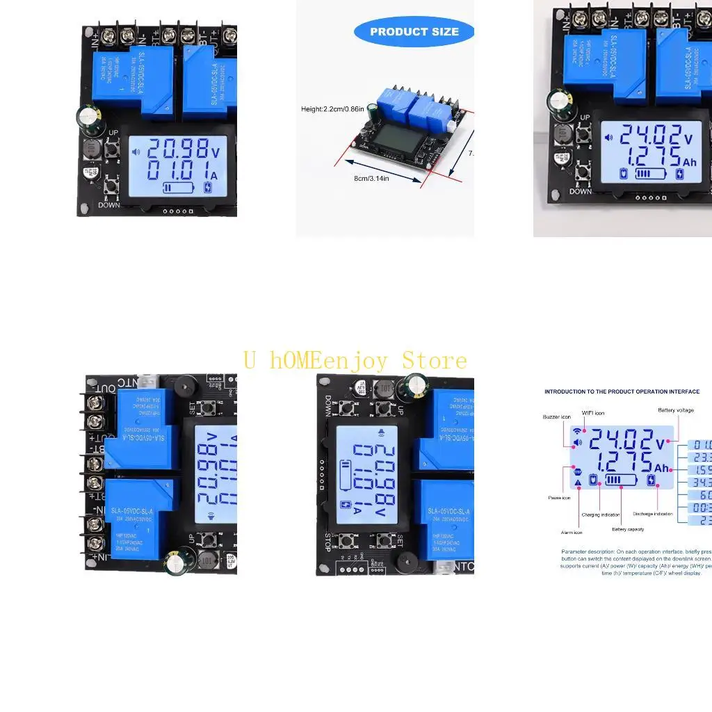 B0KF MultiFunction Battery Protections Module 30A Current Capacity LCD Screen Monitoring Over Discharge Prevention DC10V 110V