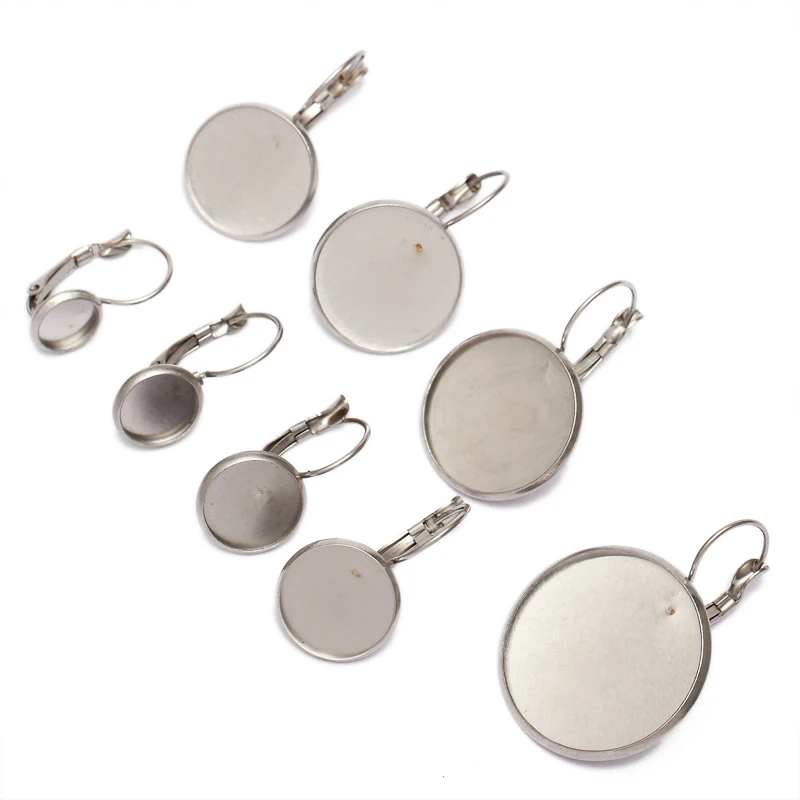 6-20mm French  316L Stainless Steel Cabochon Earring Settings Blank Base Diy Earrings Hooks Accessories Jewelry Findings