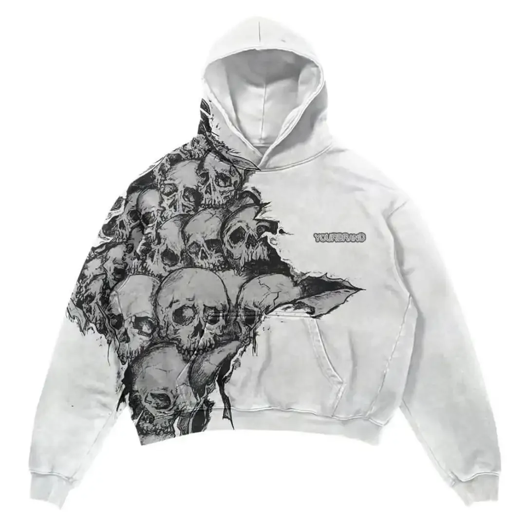 Autumn and winter fashion sportswear luxury brand black and white skull letter hooded mens street wear hooded Harajuku clothing