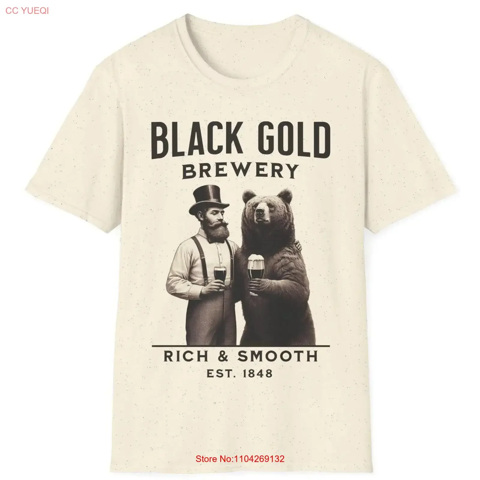 Black Gold Brewery Stout Beer Bear T Shirt Pub for Men Ladies Unique UK Lover Apparel vintage Washed Versatile designer clothes