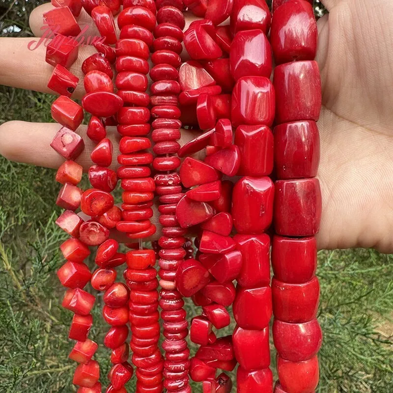 Orange Red Pink Coral Freefrom Irregular Rondelle Natural Stone Spacer Beads for DIY Charm Necklace Accessories Bracelet 15 Inch