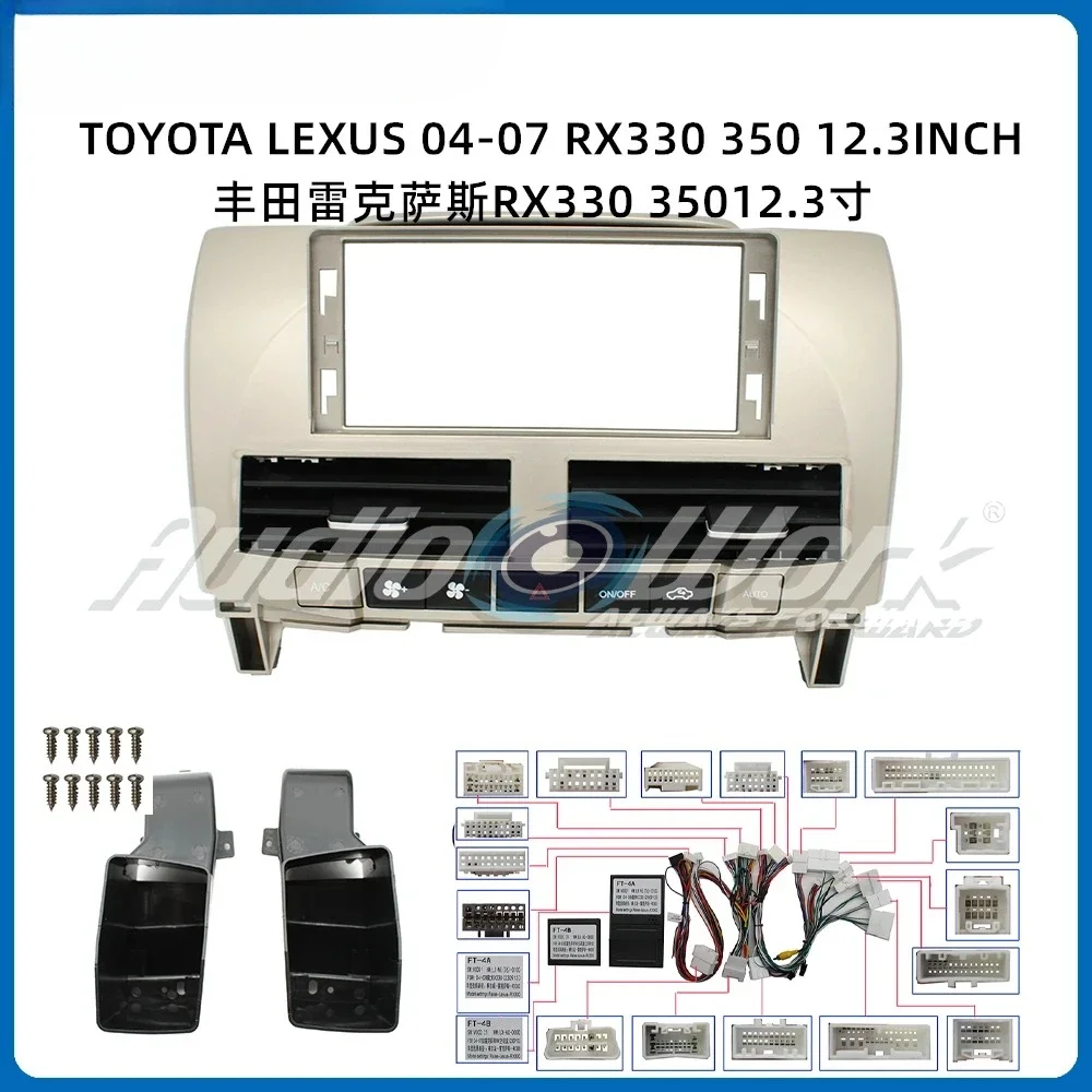 For 2004-2007 LEXUS RX330 RX350 Car Radio Fascia 12.3 Inch 2 Din Stereo Player Install Surround Panel Dash Kit GPS Frame