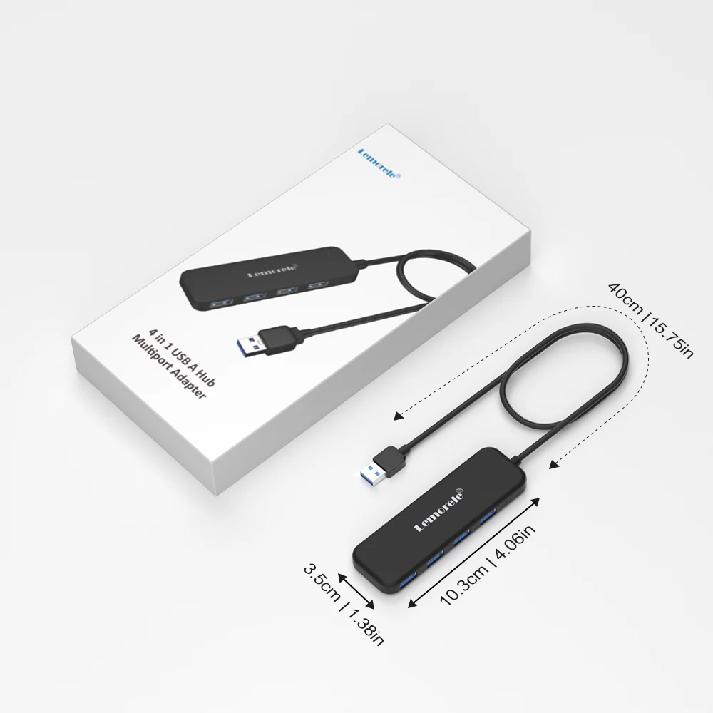 Lemorele 4 in 1 USB HUB 3.0 Adapter 4 Ports High Speed Data Transmission for Laptop Window