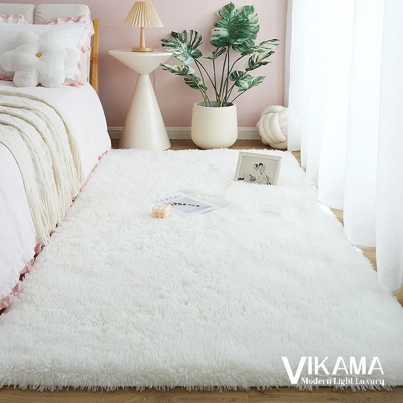 VIKAMA Warm Plush Soft Luxury Carpet Fluffy Living Room Girl Bedroom Bedside Children's Room Game Mat Easy to Clean Floor Mat